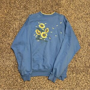 Vintage Blue Sunflower Sweatshirt